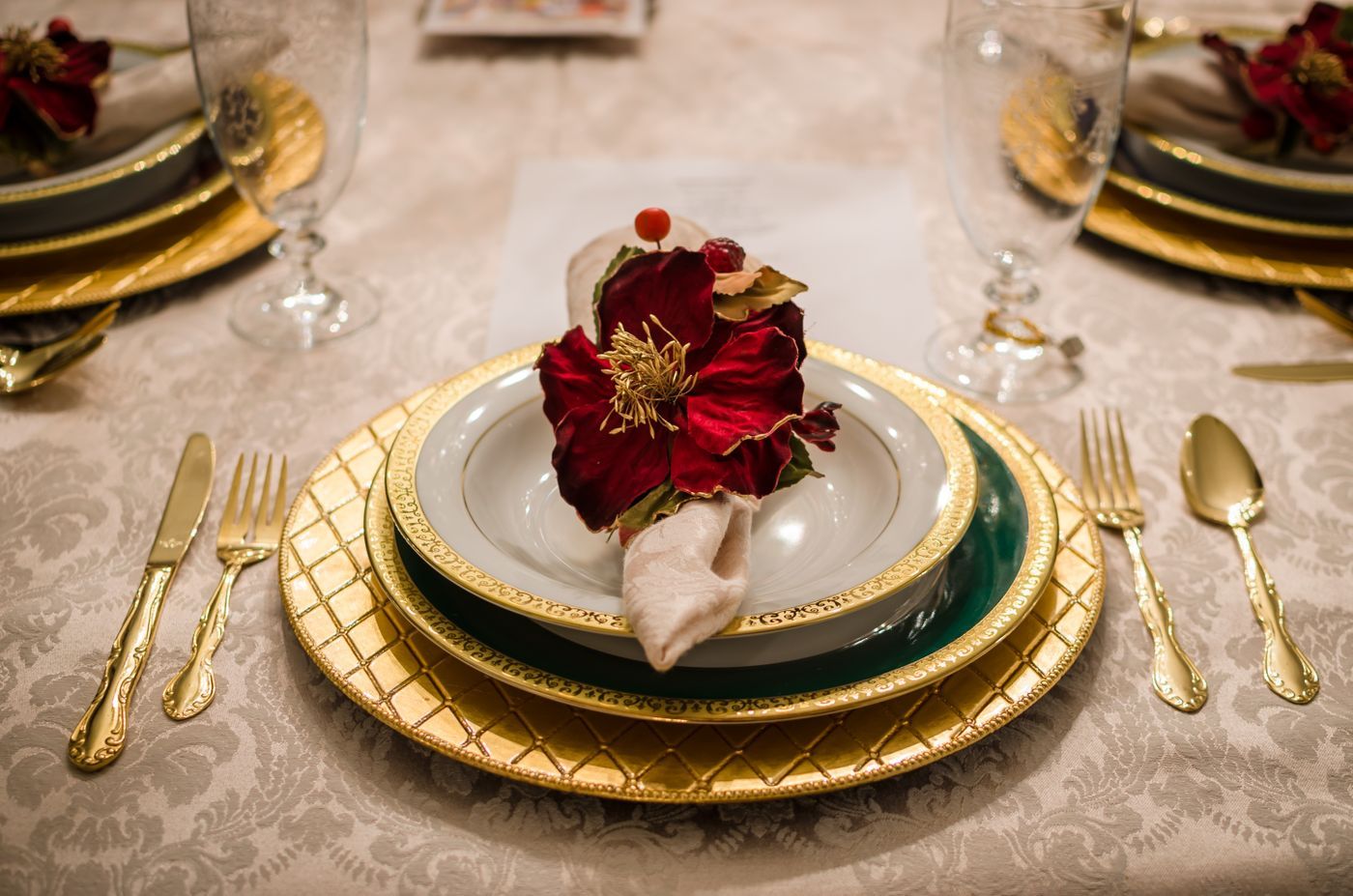 Formal place setting at a formal dinner