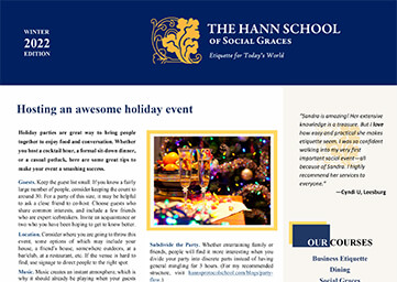 Small Teaser view of the Winter Newsletter promising tips for throwing "an awesome holiday event"